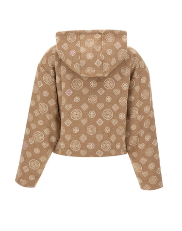 CASABLANCA Felpa in lana monogram con cappuccio BROWN Donna 