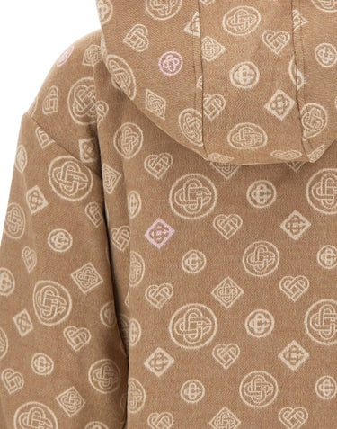 CASABLANCA Felpa in lana monogram con cappuccio BROWN Donna 