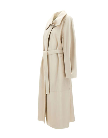 CASSELL Cappotto in pelle "Charlotte" WHITE Donna 