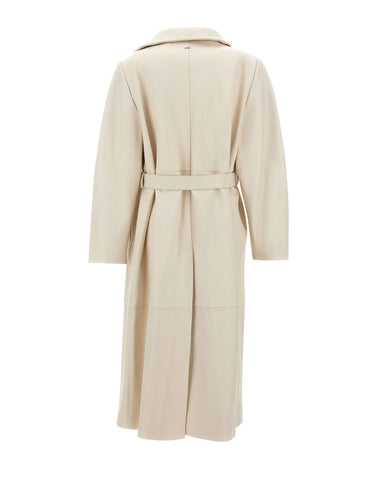 CASSELL Cappotto in pelle "Charlotte" WHITE Donna 