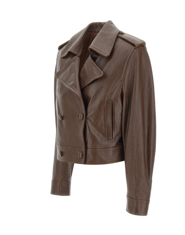 CASSELL Giacca in pelle "Margot Vintage" BROWN Donna 