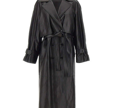 CASSELL Trench in pelle BLACK Donna 