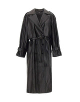 CASSELL Trench in pelle BLACK Donna 