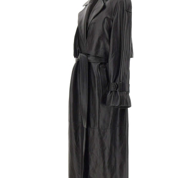 CASSELL Trench in pelle BLACK Donna 