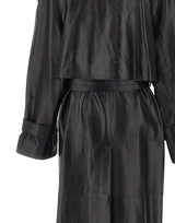 CASSELL Trench in pelle BLACK Donna 