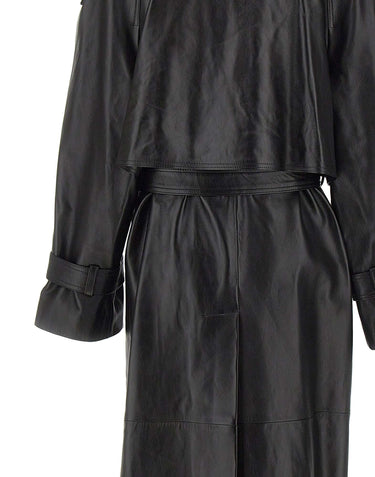 CASSELL Trench in pelle BLACK Donna 