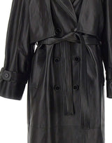 CASSELL Trench in pelle BLACK Donna 