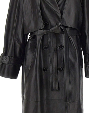 CASSELL Trench in pelle BLACK Donna 