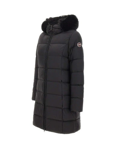 COLMAR ORIGINALS Piumino lungo con ecopelliccia BLACK Donna 