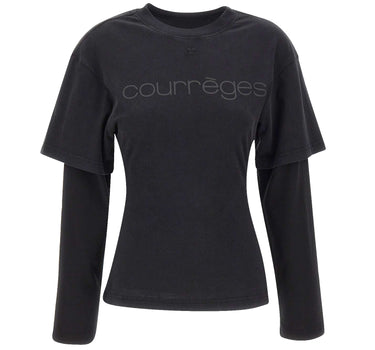 Maglia "Logo Print Double Sleeves" 326JTS275JS0305 STONEWASHEDGRYBLK COURREGES 