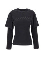 Maglia "Logo Print Double Sleeves" 326JTS275JS0305 STONEWASHEDGRYBLK COURREGES 