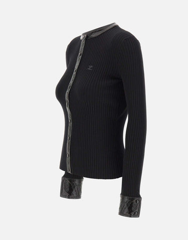"Vinil and Knit Cardigan" 326MGI056FI0001 BLACK COURREGES 