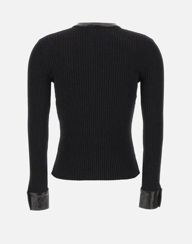 "Vinil and Knit Cardigan" 326MGI056FI0001 BLACK COURREGES 