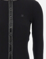 "Vinil and Knit Cardigan" 326MGI056FI0001 BLACK COURREGES 