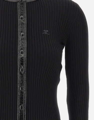 "Vinil and Knit Cardigan" 326MGI056FI0001 BLACK COURREGES 