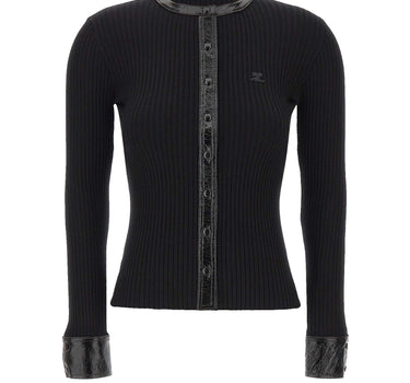 "Vinil and Knit Cardigan" 326MGI056FI0001 BLACK COURREGES 