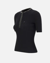 "Vinyl and Knit Polo" 326MT0539FI0001 BLACK COURREGES 