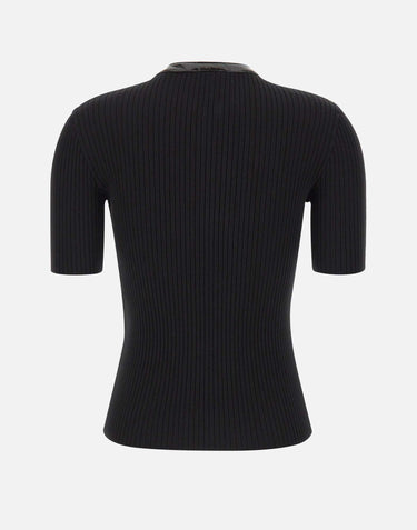 "Vinyl and Knit Polo" 326MT0539FI0001 BLACK COURREGES 