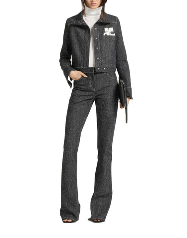 COURREGES Giacca in tweed di jeans BLACK Donna 