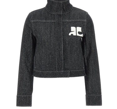 COURREGES Giacca in tweed di jeans BLACK Donna 