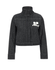 COURREGES Giacca in tweed di jeans BLACK Donna 