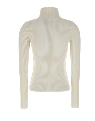 COURREGES Maglia a collo alto a coste WHITE Donna 