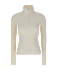 COURREGES Maglia a collo alto a coste WHITE Donna 
