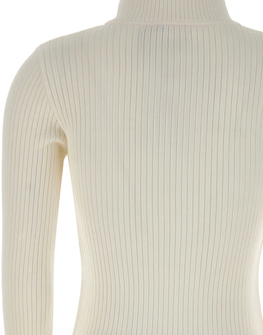 COURREGES Maglia a collo alto a coste WHITE Donna 