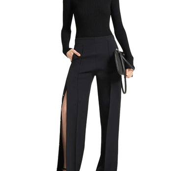 COURREGES Maglia a coste con scollo quadrato BLACK Donna 