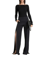COURREGES Maglia a coste con scollo quadrato BLACK Donna 