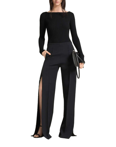 COURREGES Maglia a coste con scollo quadrato BLACK Donna 