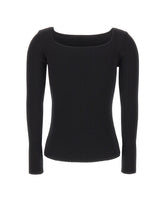 COURREGES Maglia a coste con scollo quadrato BLACK Donna 