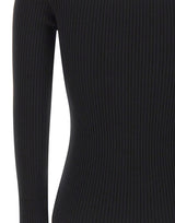 COURREGES Maglia a coste con scollo quadrato BLACK Donna 