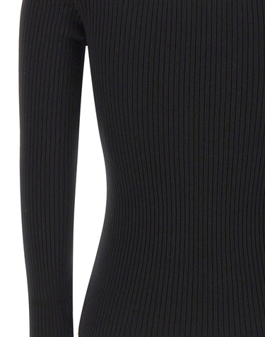 COURREGES Maglia a coste con scollo quadrato BLACK Donna 