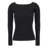 COURREGES Maglia a coste con scollo quadrato BLACK Donna 