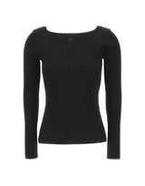 COURREGES Maglia a coste con scollo quadrato BLACK Donna 