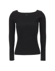 COURREGES Maglia a coste con scollo quadrato BLACK Donna 