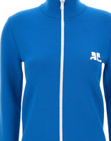 COURREGES Cardigan in lana con zip BLUE Donna 