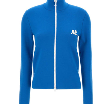 COURREGES Cardigan in lana con zip BLUE Donna 