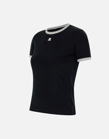 T-shirt "Signature contrast" VESJTS017JS0070 BLKHERWHITE COURREGES 
