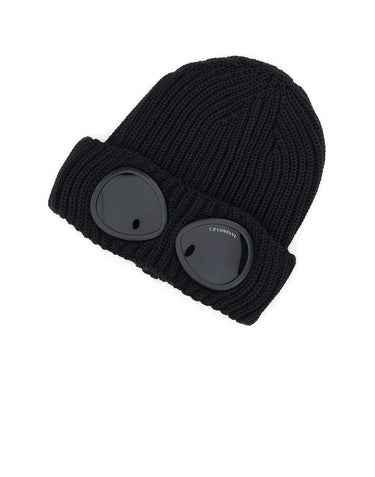 C.P. COMPANY Berretto google in lana merino extrafine BLACK Uomo 