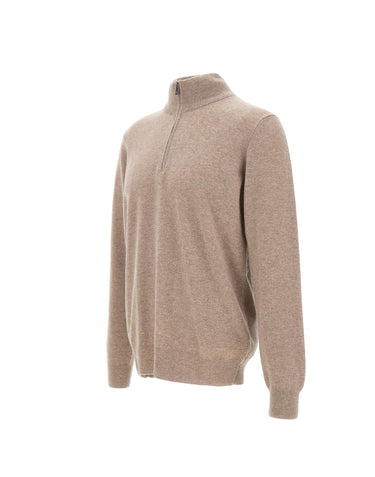 DELLA CIANA CASHMERE Maglia in misto cashmere a mezza zip BEIGE Uomo 