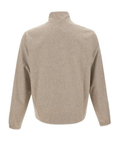 DEVORE Felpa con zip in misto lana BEIGE Uomo 
