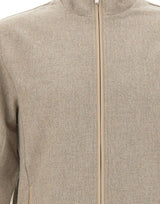 DEVORE Felpa con zip in misto lana BEIGE Uomo 