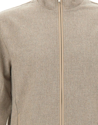 DEVORE Felpa con zip in misto lana BEIGE Uomo 