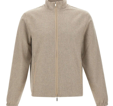DEVORE Felpa con zip in misto lana BEIGE Uomo 