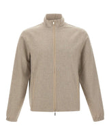 DEVORE Felpa con zip in misto lana BEIGE Uomo 