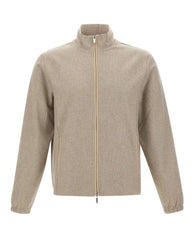 DEVORE Felpa con zip in misto lana BEIGE Uomo 