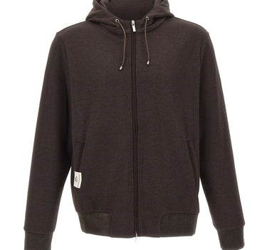 DEVORE Felpa con zip in misto lana BROWN Uomo 