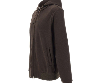 DEVORE Felpa con zip in misto lana BROWN Uomo 